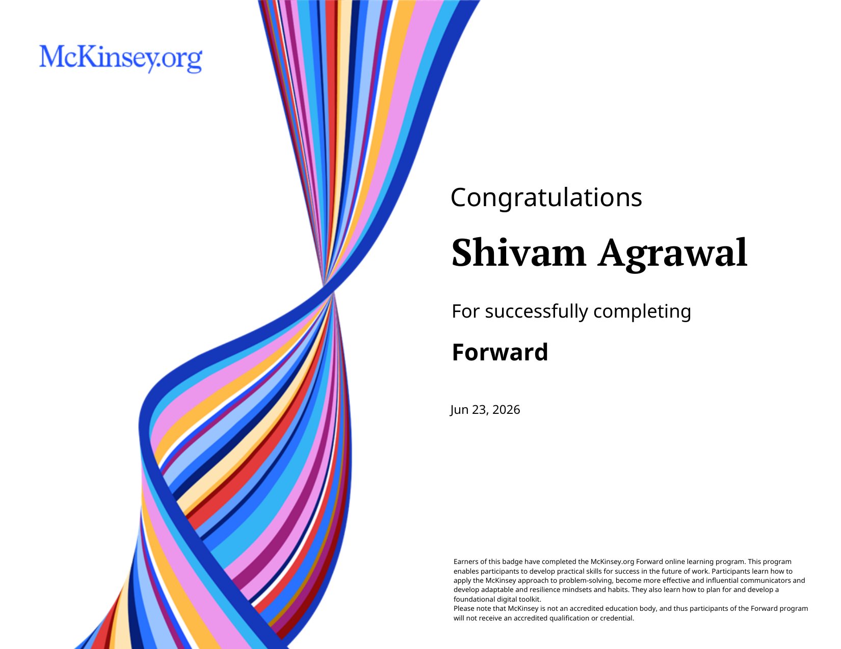 Certificate: Forward Program